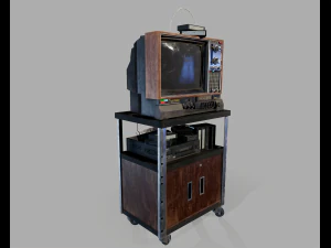 Old Television and VHS Set 3D Model