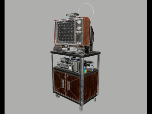 Old Television and VHS Set 3D Model