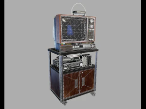 Old Television and VHS Set 3D Model