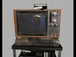 Old Television and VHS Set 3D Model