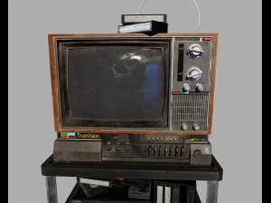 Old Television and VHS Set 3D Model