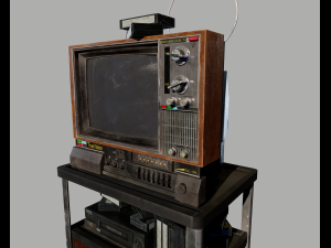 Old Television and VHS Set 3D Model