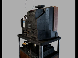 Old Television and VHS Set 3D Model