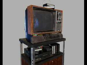 Old Television and VHS Set 3D Model
