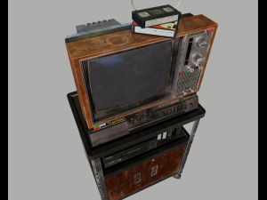 Old Television and VHS Set 3D Model