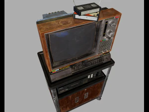 Old Television and VHS Set 3D Model