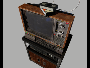 Old Television and VHS Set 3D Model