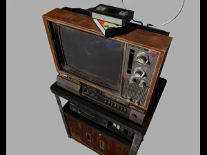 Old Television and VHS Set 3D Model