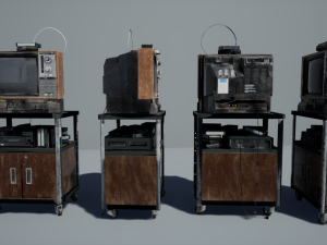 Old Television and VHS Set 3D Model