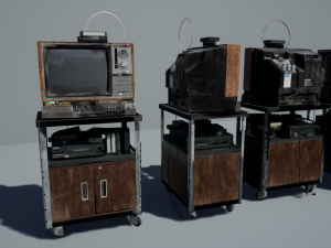 Old Television and VHS Set 3D Model