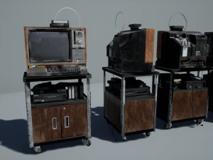 Old Television and VHS Set 3D Model