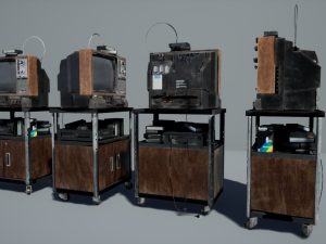 Old Television and VHS Set 3D Model