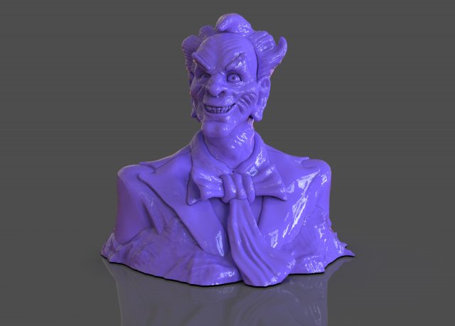 Stylized Joker Bust 3D Print Model .c4d .max .obj .3ds .fbx .stl .blend 