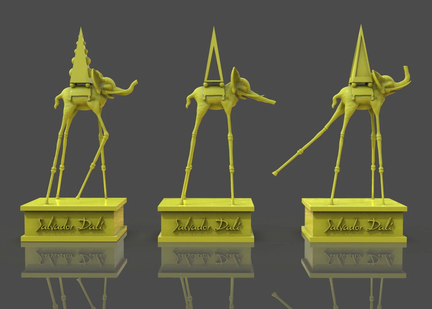 Salvador Dali Elephants 3D Print Model .c4d .max .obj .3ds .fbx .stl .blend 