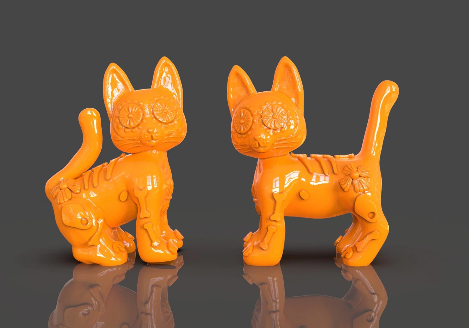 Day of the Dead Cats 3D Model .c4d .max .obj .3ds .fbx .stl .blend 