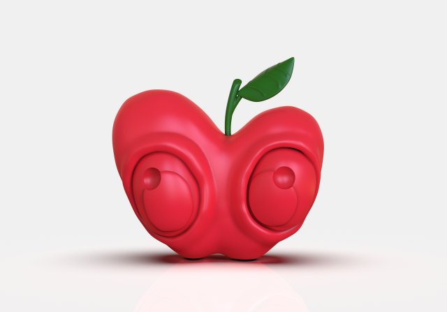 Stylized Little Apple Figurine 3D Print Model .c4d .max .obj .3ds .fbx .stl .blend