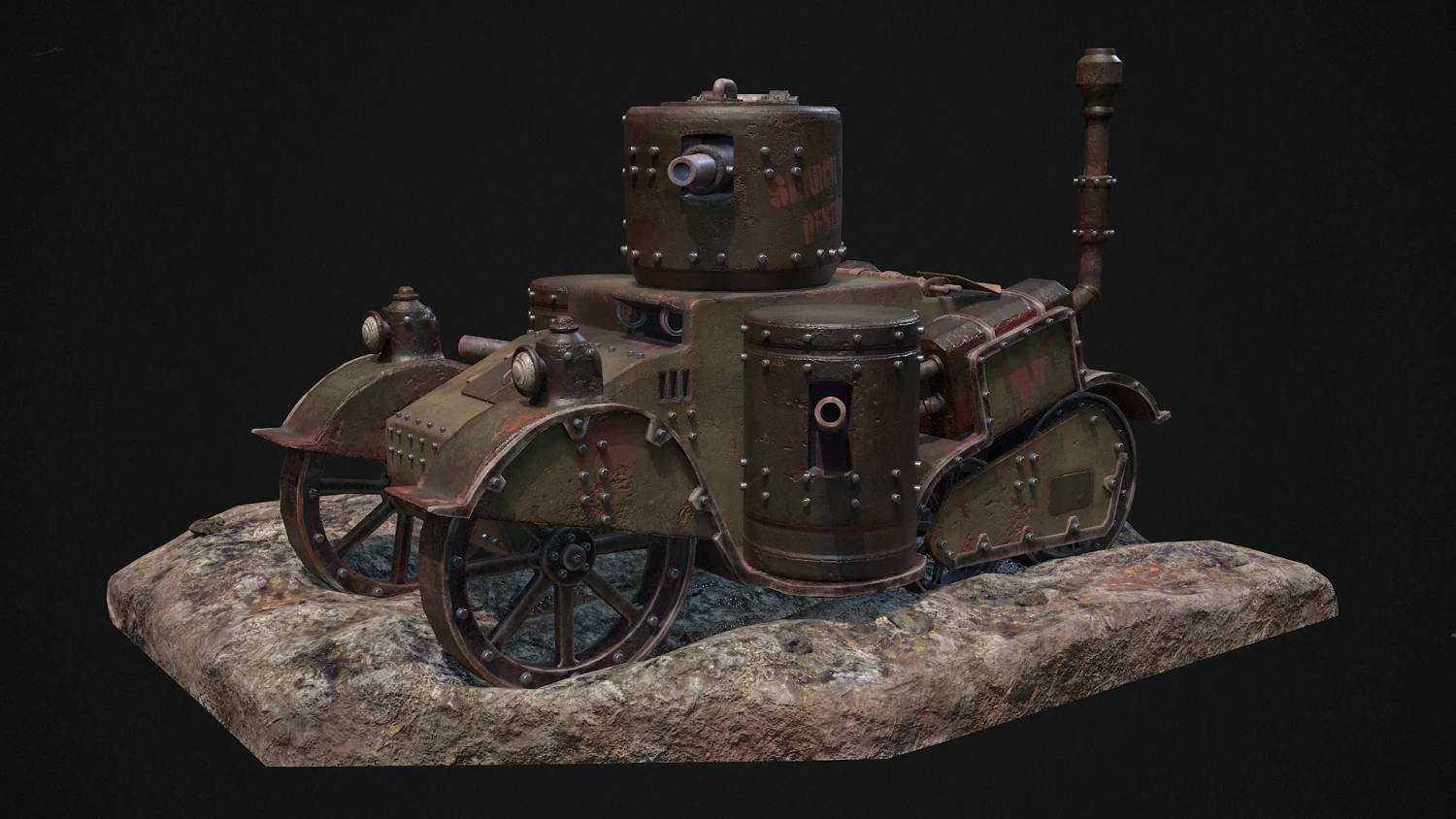 Steampunk Tank 3D Model .c4d .max .obj .3ds .fbx .stl .blend 