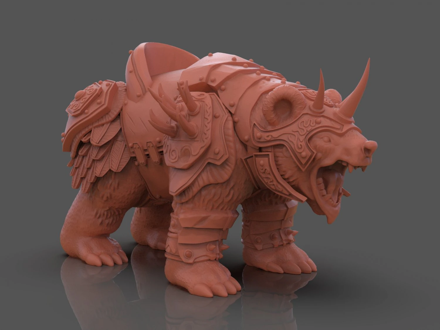 Armoured Bear 3D Print Figurine 3D Print Model .c4d .max .obj .3ds .fbx .stl .blend 