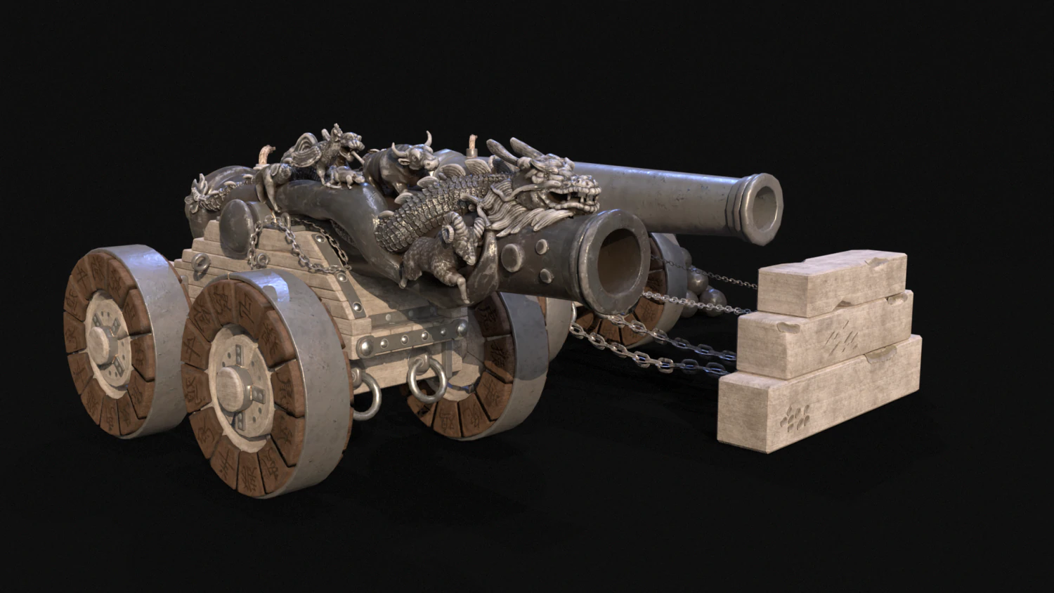 Chinese Zodiac Animals Cannon 3D Model .c4d .max .obj .3ds .fbx .stl .blend 
