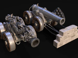 Chinese Zodiac Animals Cannon 3D Model