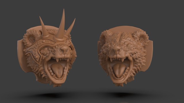 Stylized Grizzly Bear Trophy Head Modelo de impresión 3D .c4d .max .obj .3ds .fbx .stl .blend 