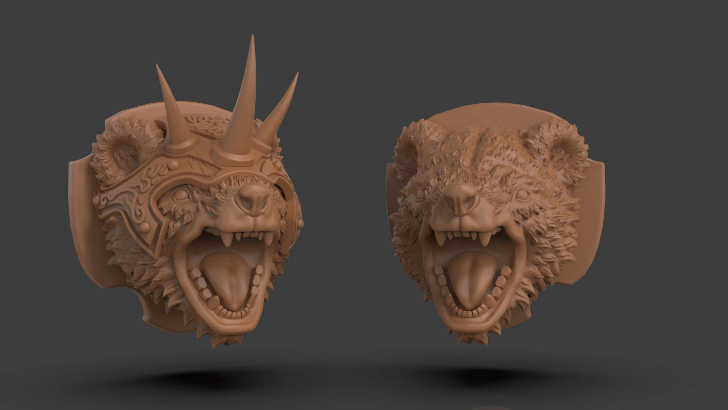 Stylized Grizzly Bear Trophy Head 3D Print Model .c4d .max .obj .3ds .fbx .stl .blend 