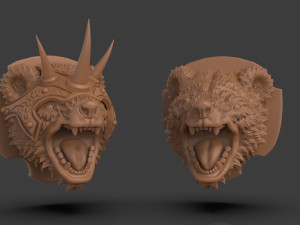 Stylized Grizzly Bear Trophy Head 3D Print Model