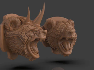 Stylized Grizzly Bear Trophy Head 3D Print Model