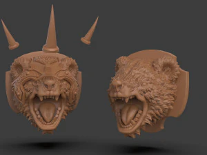 Stylized Grizzly Bear Trophy Head 3D Print Model