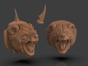 Stylized Grizzly Bear Trophy Head 3D Print Model