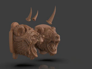 Stylized Grizzly Bear Trophy Head 3D Print Model
