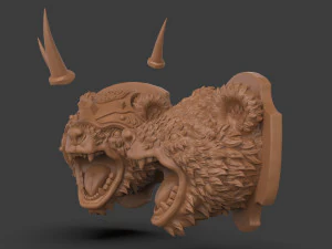 Stylized Grizzly Bear Trophy Head 3D Print Model