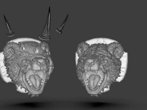Stylized Grizzly Bear Trophy Head 3D Print Model