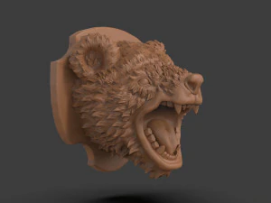 Stylized Grizzly Bear Trophy Head 3D Print Model