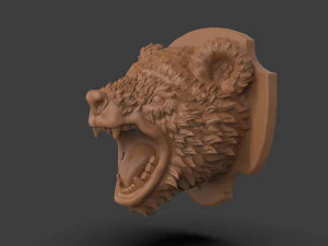 Stylized Grizzly Bear Trophy Head 3D Print Model