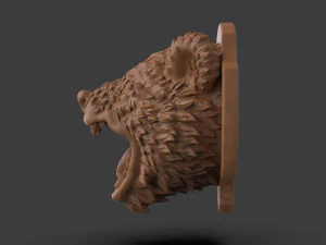 Stylized Grizzly Bear Trophy Head 3D Print Model
