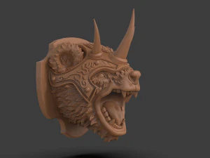 Stylized Grizzly Bear Trophy Head 3D Print Model