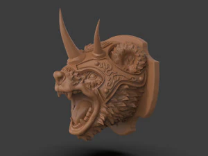 Stylized Grizzly Bear Trophy Head 3D Print Model