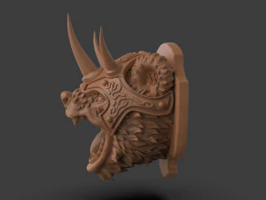 Stylized Grizzly Bear Trophy Head 3D Print Model