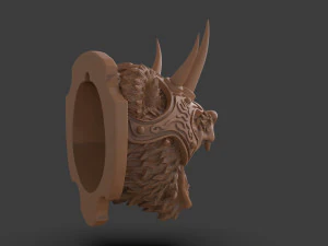 Stylized Grizzly Bear Trophy Head 3D Print Model