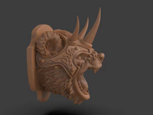 Stylized Grizzly Bear Trophy Head 3D Print Model