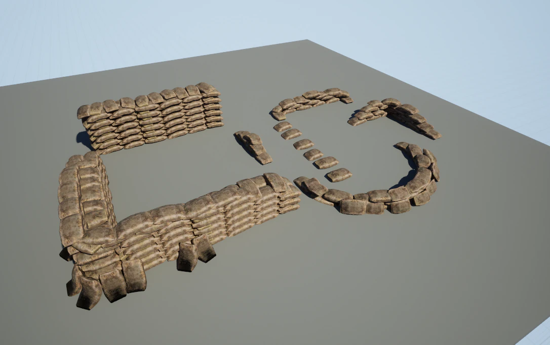 Kit modular de sacos de areia de guerra Modelo 3D .c4d .max .obj .3ds .fbx .stl .blend 