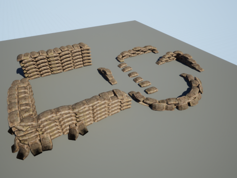 Warfare Sandbags Modular Kit 3D Модель