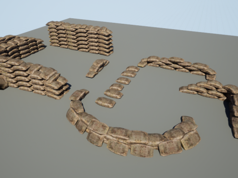 Warfare Sandbags Modular Kit Model 3D