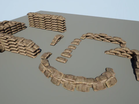 Kit modular de sacos de areia de guerra Modelo 3D