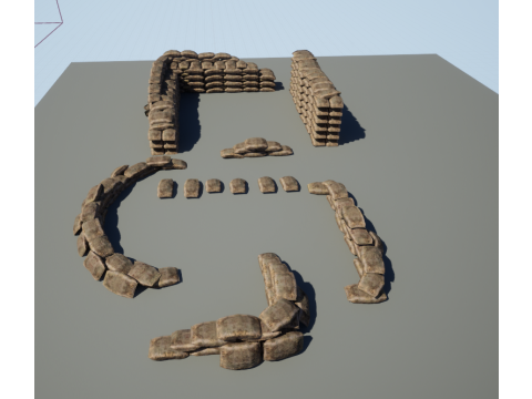 Warfare Sandbags Modular Kit Model 3D