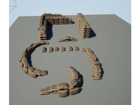 Kit modular de sacos de areia de guerra Modelo 3D