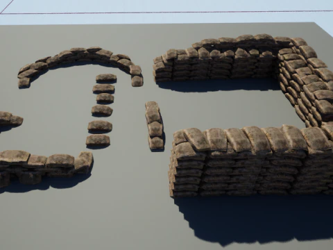 Kit modular de sacos de areia de guerra Modelo 3D