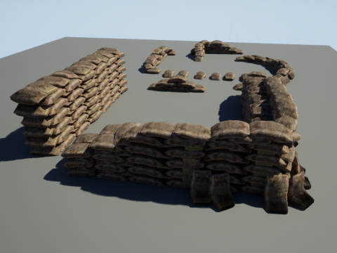Warfare Sandbags Modular Kit Model 3D
