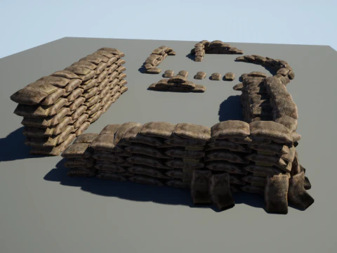 Kit modular de sacos de areia de guerra Modelo 3D